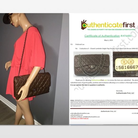 ❗️Sold❗️Chanel Lambskin flap Maxi size Flap - Brown - Picture 15 of 17